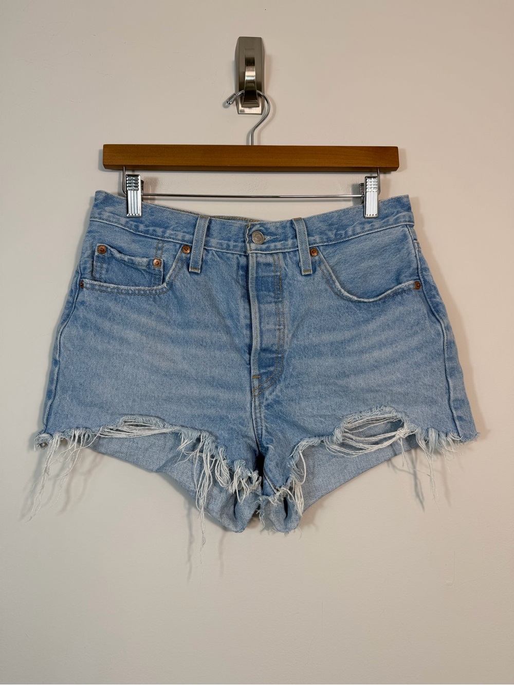 Levi’s 501 Premium Women’s W28 Distressed Cutoff Denim Shorts Button Fly